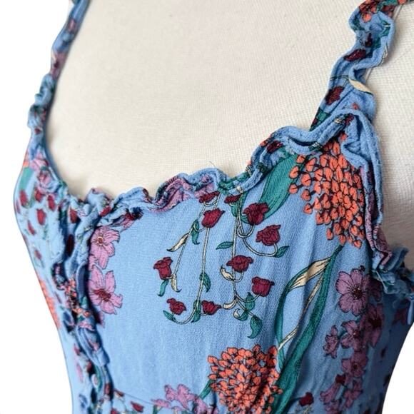 ASTR The Label blended blue knee length crepe sundress tea dress M medium - Picture 6 of 16